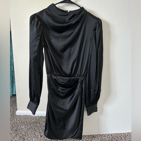Black Long Sleeve Abercrombie & Fitch Satin Dress - Picture 3 of 6